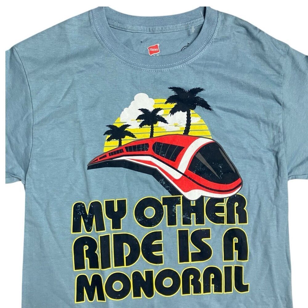 Hanes Disney Parks T-Shirt Adult S Blue My Other Ride is a Monorail Attractions